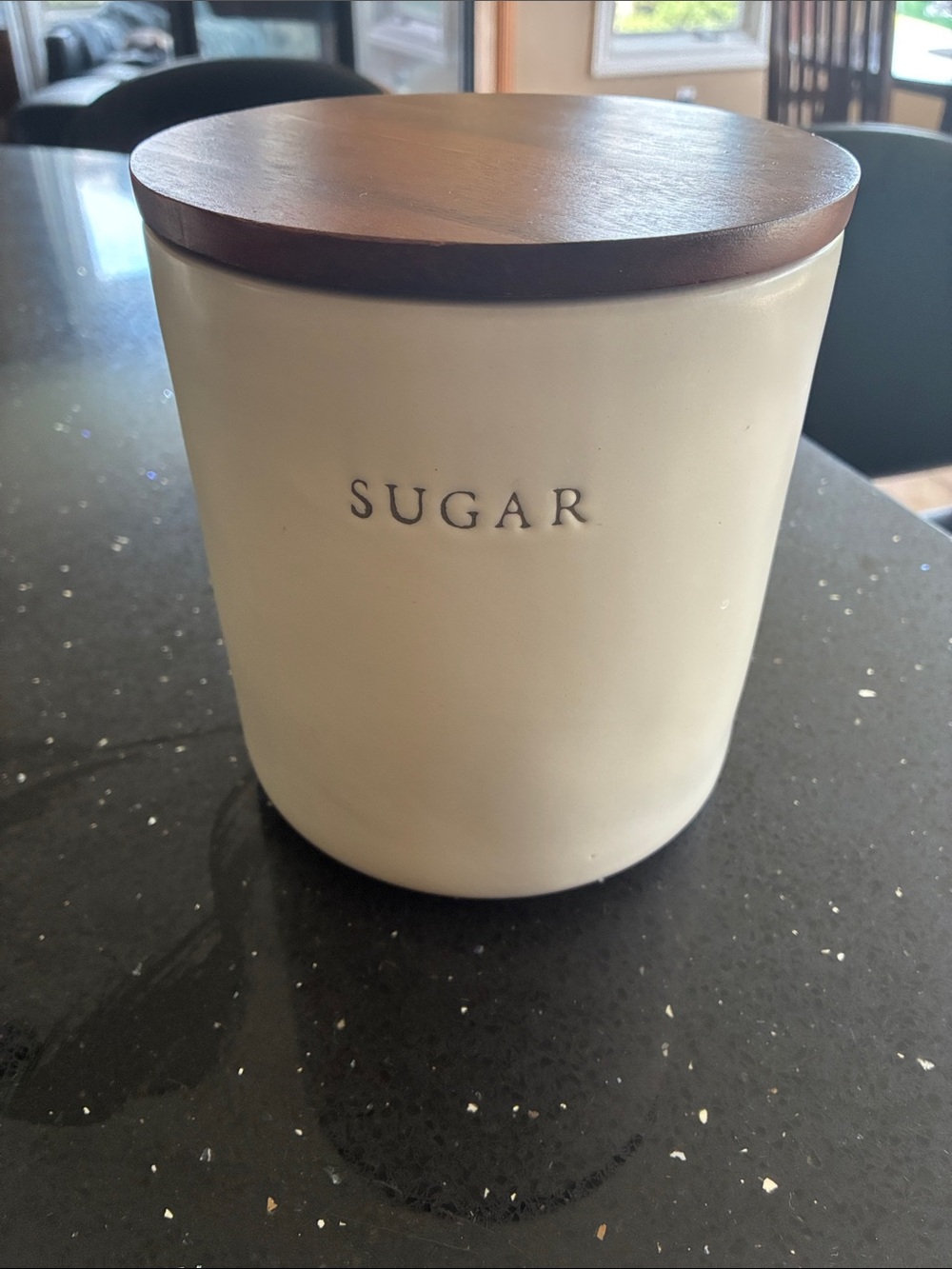 Hearth & Hand Cream Ceramic Sugar Canister with Wooden Lid